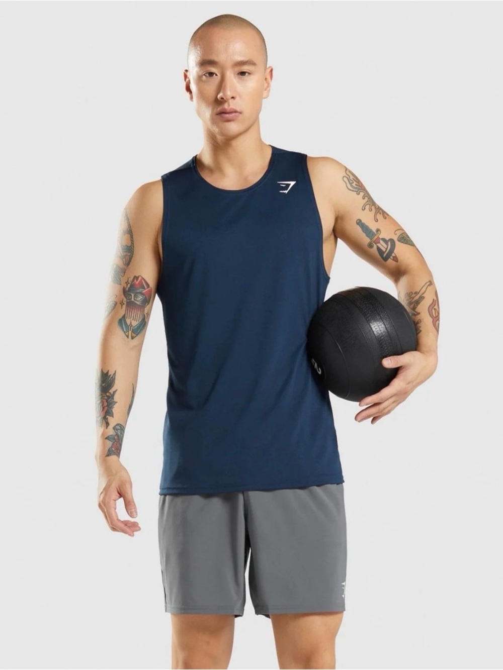 Gymshark Men's sport Athleisure Navy lightweight Performance Tank Top size S new